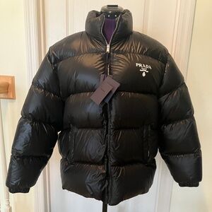 Prada Re-Nylon Puffer Down Jacket Black Size 44 New with Tags!